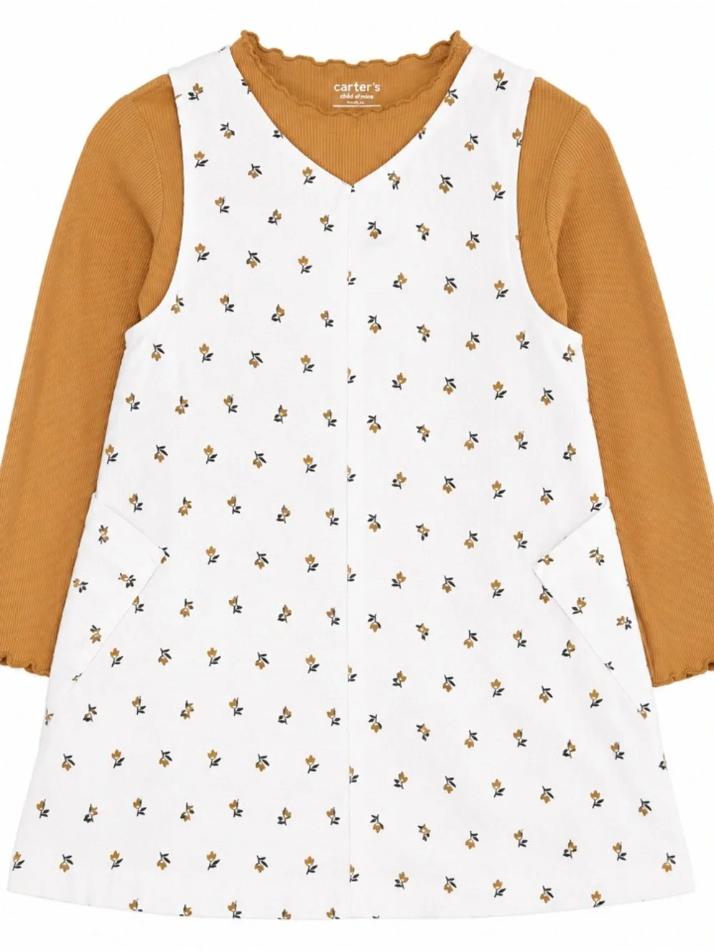 Carter's • Floral • Pinafore Dress • Mustard Top • Size 5T